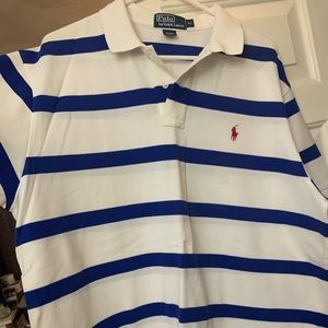 White and blue polo shirt